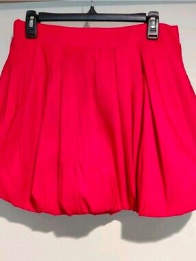 A New Day Bubble Mini Skirt Red Women's Medium NWT Pockets Pull On Trendy